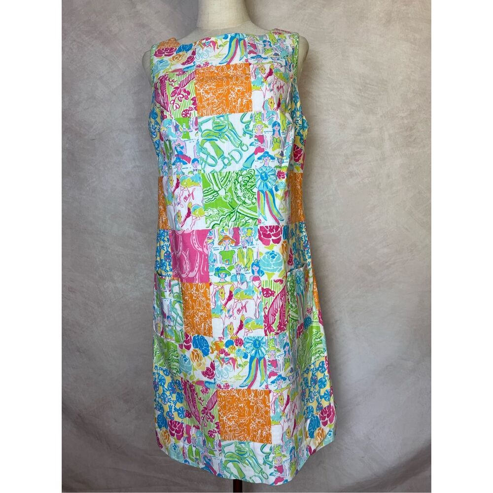 Lilly Pulitzer Originals Carson’s Grandstand Patch Derby Shift Dress Size 10